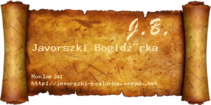 Javorszki Boglárka névjegykártya
